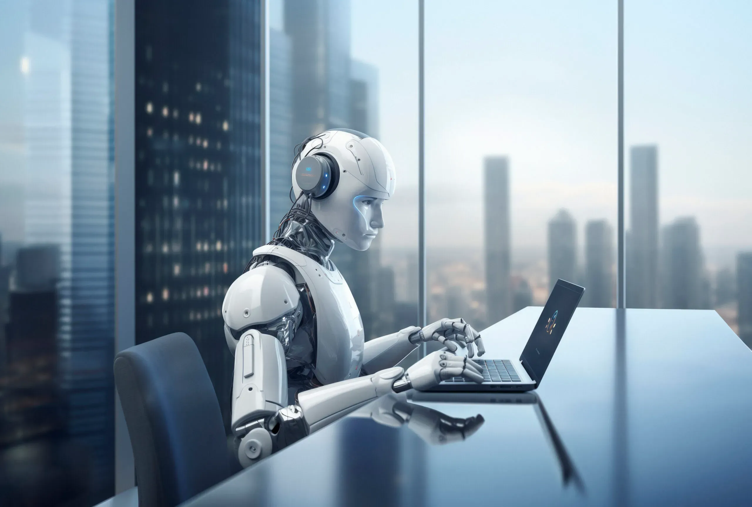 Un robot trabajando en una oficina en lugar de una persona