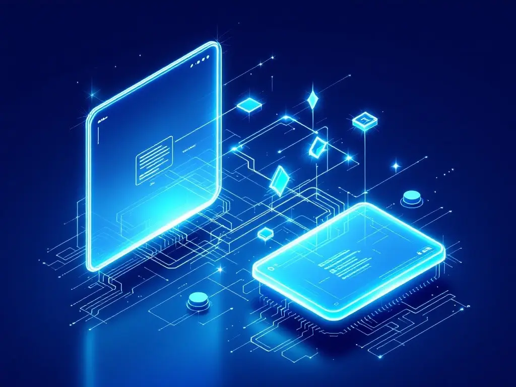 Isometric 3D illustration showing automated document analysis and optimization process